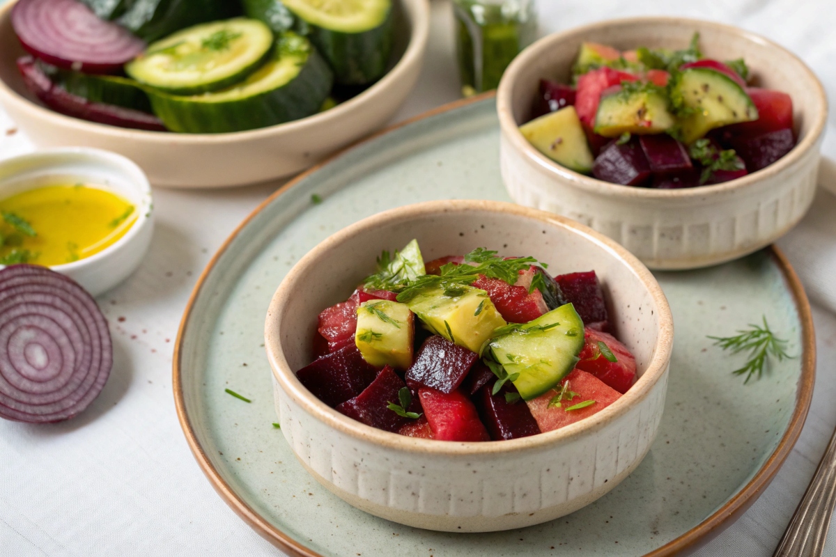 Les salades vinaigrées aux concombres